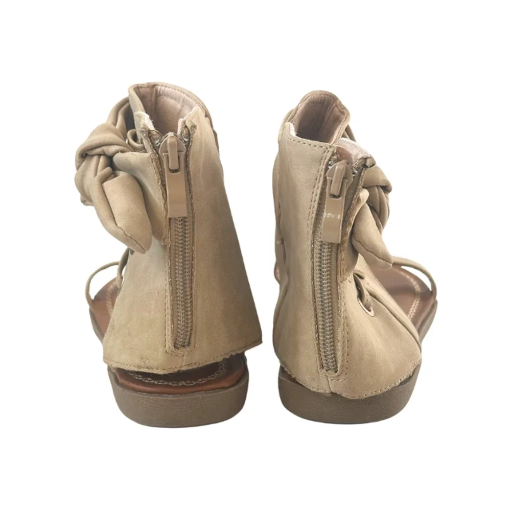 2 Lips Too Too Chi Sandals Wedge Faux Leather Natural Women’s Size 8